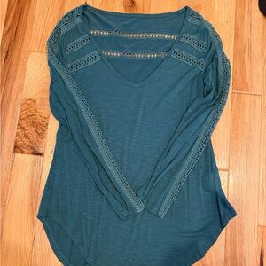 Teal Anthropologie Long-sleeve Shirt